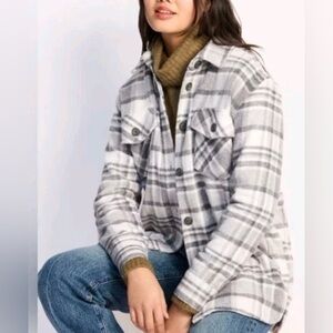 THREAD & SUPPLY Millie Shacket Gray-white plaid - S